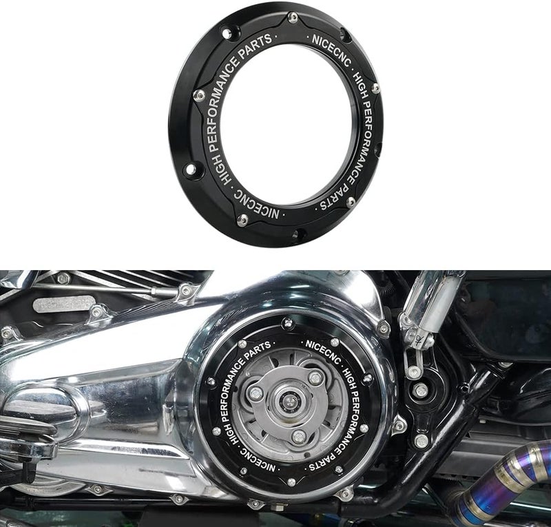 NICECNC Black Derby Cover Clutch Cover Compatible with Harley Davidson CVO Limited FLHTKSE 2014-2020,Road Glide FLTRX/Road King FLHR,CVO Street Glide FLHXSE/2/3,Freewheeler FLRT,SEE FITMENT - Image 1